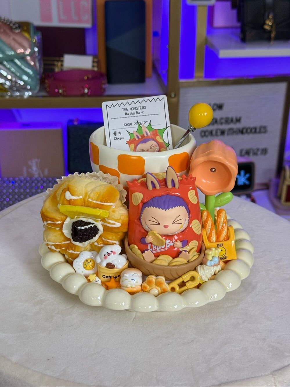 Brand new custom Pop Mart Labubu Wacky Mart Cup & Dish Set Night light
